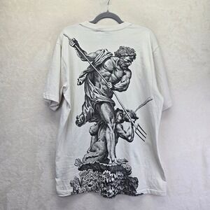 NWOT Rebel Vengeance Rebel Archives Graphic Tee Men XL Cream Poseidon Streetwear